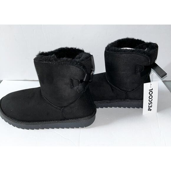 New Pescool Black Faux Fur Lined Ankle Boots EU 37 US 6.5 - Picture 1 of 5